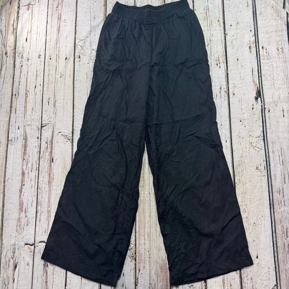 Aerie wide leg black linen blend pants small - Picture 1 of 6